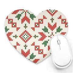 Christmas Texture, New Year, Red-green Christmas Ornament Texture Heart Mousepad by kyorashop23