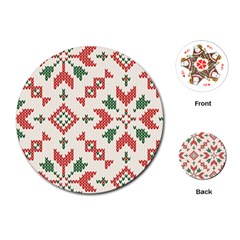 Christmas Texture, New Year, Red-green Christmas Ornament Texture Playing Cards Single Design (round)