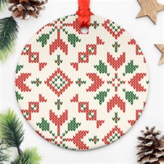 Christmas Texture, New Year, Red-green Christmas Ornament Texture Round Ornament (two Sides)