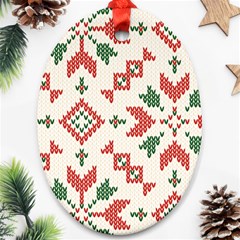 Christmas Texture, New Year, Red-green Christmas Ornament Texture Oval Ornament (two Sides)