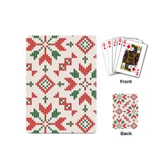 Christmas Texture, New Year, Red-green Christmas Ornament Texture Playing Cards Single Design (mini)