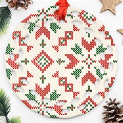 Christmas Texture, New Year, Red-green Christmas Ornament Texture Ornament (round Filigree)