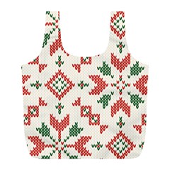 Christmas Texture, New Year, Red-green Christmas Ornament Texture Full Print Recycle Bag (l) by kyorashop23