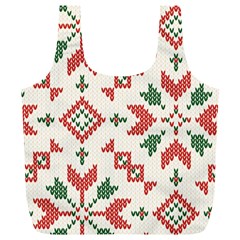 Christmas Texture, New Year, Red-green Christmas Ornament Texture Full Print Recycle Bag (xl) by kyorashop23