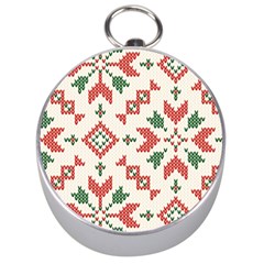 Christmas Texture, New Year, Red-green Christmas Ornament Texture Silver Compasses by kyorashop23