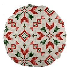 Christmas Texture, New Year, Red-green Christmas Ornament Texture Large 18  Premium Flano Round Cushions by kyorashop23