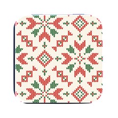 Christmas Texture, New Year, Red-green Christmas Ornament Texture Square Metal Box (black) by kyorashop23