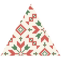 Christmas Texture, New Year, Red-green Christmas Ornament Texture Wooden Puzzle Triangle by kyorashop23