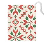 Christmas Texture, New Year, Red-green Christmas Ornament Texture Drawstring Pouch (4XL) Front