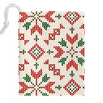 Christmas Texture, New Year, Red-green Christmas Ornament Texture Drawstring Pouch (4XL) Back