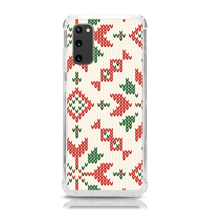 Christmas Texture, New Year, Red-green Christmas Ornament Texture Samsung Galaxy S20 6.2 Inch TPU UV Case