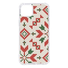 Christmas Texture, New Year, Red-green Christmas Ornament Texture Iphone 14 Plus Tpu Uv Print Case by kyorashop23