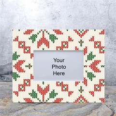 Christmas Texture, New Year, Red-green Christmas Ornament Texture White Tabletop Photo Frame 4 x6  by kyorashop23