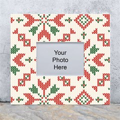 Christmas Texture, New Year, Red-green Christmas Ornament Texture White Wall Photo Frame 5  X 7  by kyorashop23