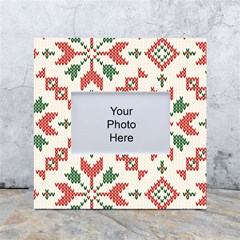 Christmas Texture, New Year, Red-green Christmas Ornament Texture White Box Photo Frame 4  X 6  by kyorashop23