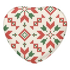 Christmas Texture, New Year, Red-green Christmas Ornament Texture Heart Glass Fridge Magnet (4 Pack) by kyorashop23