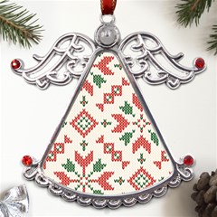 Christmas Texture, New Year, Red-green Christmas Ornament Texture Metal Angel With Crystal Ornament by kyorashop23