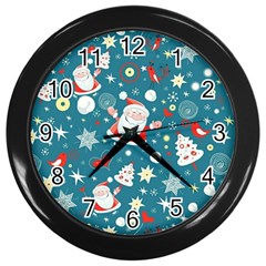 Christmas, Decorative, Desenho, Pattern Wall Clock (black) by kyorashop23