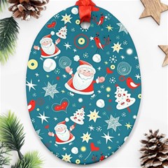 Christmas, Decorative, Desenho, Pattern Oval Ornament (two Sides)