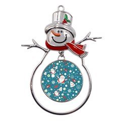 Christmas, Decorative, Desenho, Pattern Metal Snowman Ornament