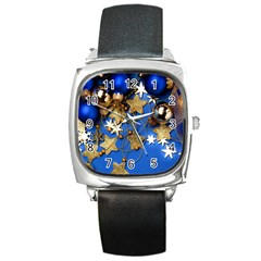 Merry Christmas, Baubles Square Metal Watch by kyorashop23