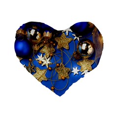 Merry Christmas, Baubles Standard 16  Premium Flano Heart Shape Cushions by kyorashop23