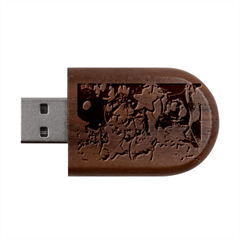 Merry Christmas, Baubles Wood Oval Usb Flash Drive