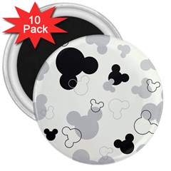 Mickey Mouse, Black, Classic, Cute, Disne 3  Magnets (10 pack) 