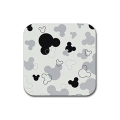 Mickey Mouse, Black, Classic, Cute, Disne Rubber Coaster (Square)