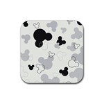 Mickey Mouse, Black, Classic, Cute, Disne Rubber Coaster (Square) Front