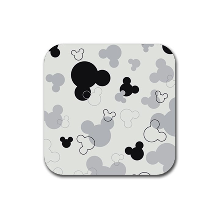 Mickey Mouse, Black, Classic, Cute, Disne Rubber Coaster (Square)