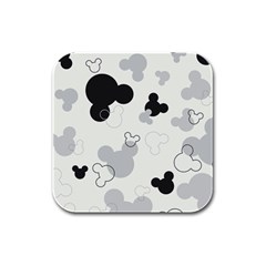 Mickey Mouse, Black, Classic, Cute, Disne Rubber Square Coaster (4 pack)