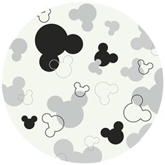 Mickey Mouse, Black, Classic, Cute, Disne Wooden Puzzle Round