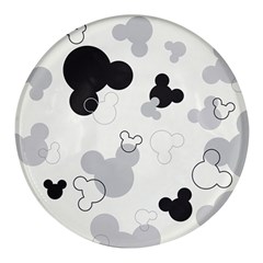 Mickey Mouse, Black, Classic, Cute, Disne Round Glass Fridge Magnet (4 pack)