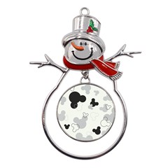 Mickey Mouse, Black, Classic, Cute, Disne Metal Snowman Ornament