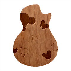 Mickey Mouse, Black, Classic, Cute, Disne Guitar Shape Wood Guitar Pick Holder Case And Picks Set