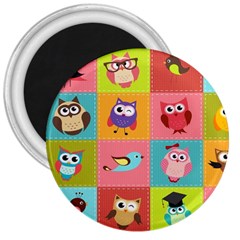 Owls Pattern, Abstract, Art, Desenho 3  Magnets