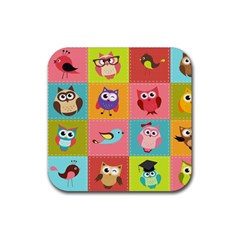 Owls Pattern, Abstract, Art, Desenho Rubber Coaster (square) by kyorashop23