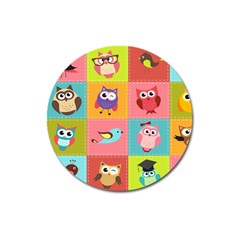 Owls Pattern, Abstract, Art, Desenho Magnet 3  (round) by kyorashop23