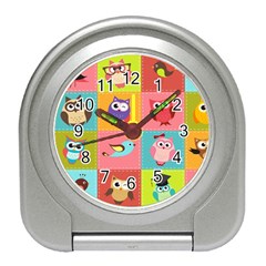 Owls Pattern, Abstract, Art, Desenho Travel Alarm Clock by kyorashop23