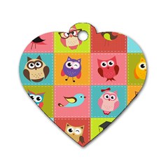 Owls Pattern, Abstract, Art, Desenho Dog Tag Heart (two Sides) by kyorashop23