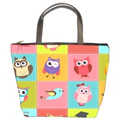 Owls Pattern, Abstract, Art, Desenho Bucket Bag by kyorashop23