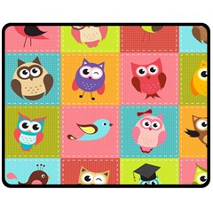 Owls Pattern, Abstract, Art, Desenho Two Sides Fleece Blanket (medium) by kyorashop23