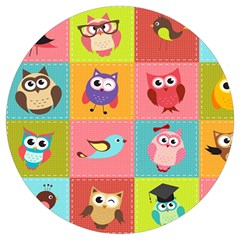 Owls Pattern, Abstract, Art, Desenho Round Trivet by kyorashop23