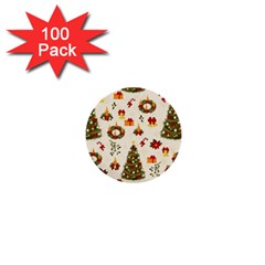 Christmas Pattern, Pattern, Christmas, Trees 1  Mini Buttons (100 pack) 