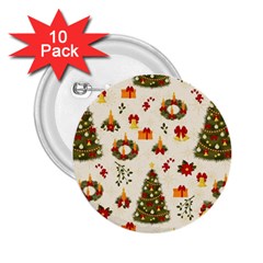 Christmas Pattern, Pattern, Christmas, Trees 2.25  Buttons (10 pack) 