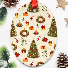 Christmas Pattern, Pattern, Christmas, Trees Ornament (oval)