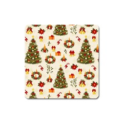 Christmas Pattern, Pattern, Christmas, Trees Square Magnet