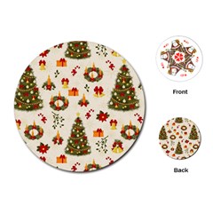 Christmas Pattern, Pattern, Christmas, Trees Playing Cards Single Design (Round)