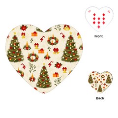 Christmas Pattern, Pattern, Christmas, Trees Playing Cards Single Design (heart)